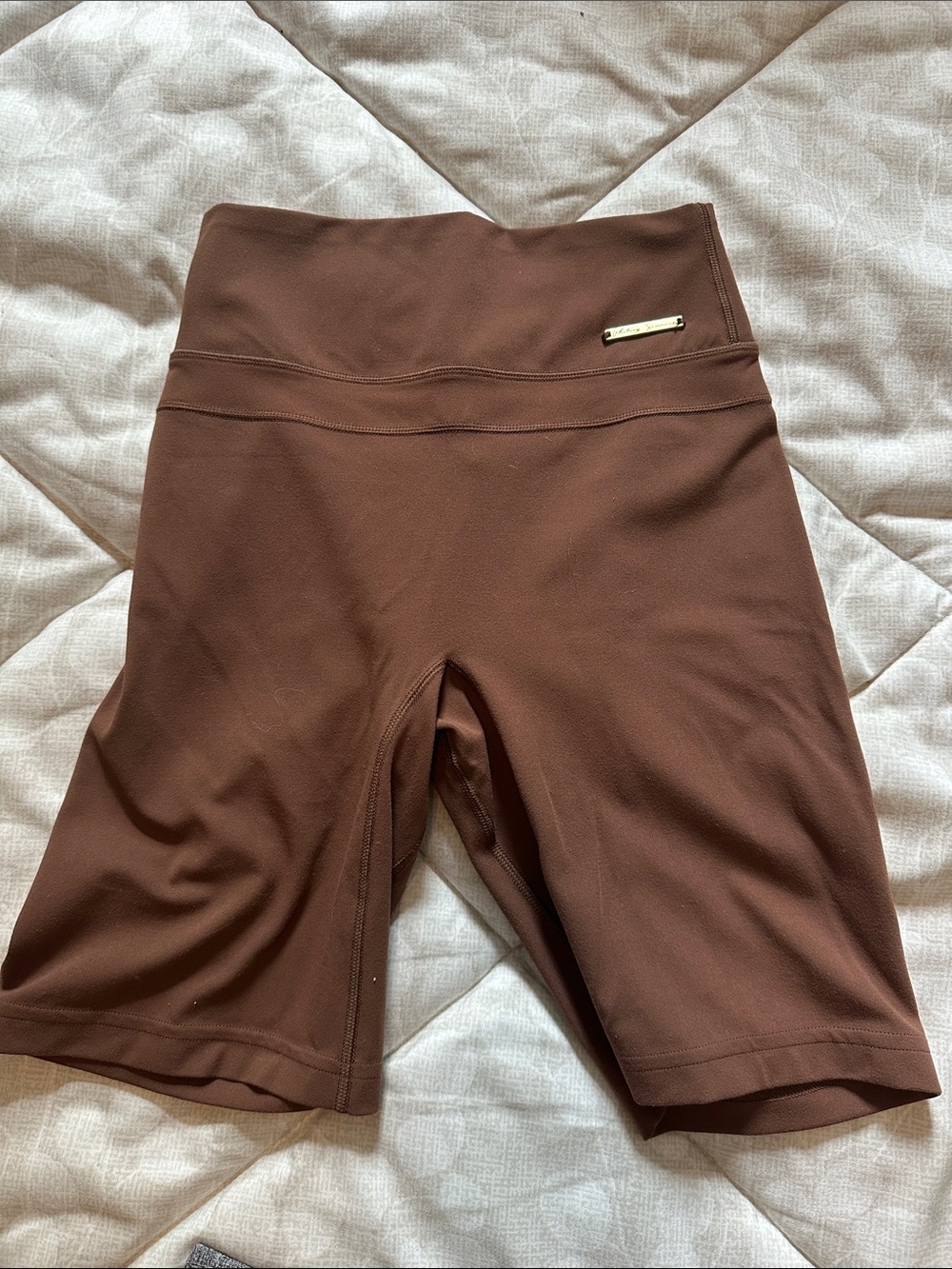 Gymshark High-Waist Chocolate Brown Athletic Bike Shorts Whitney Simmons